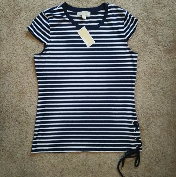 Michael Kors Blue and White Striped shirt NWT - Picture 6 of 6